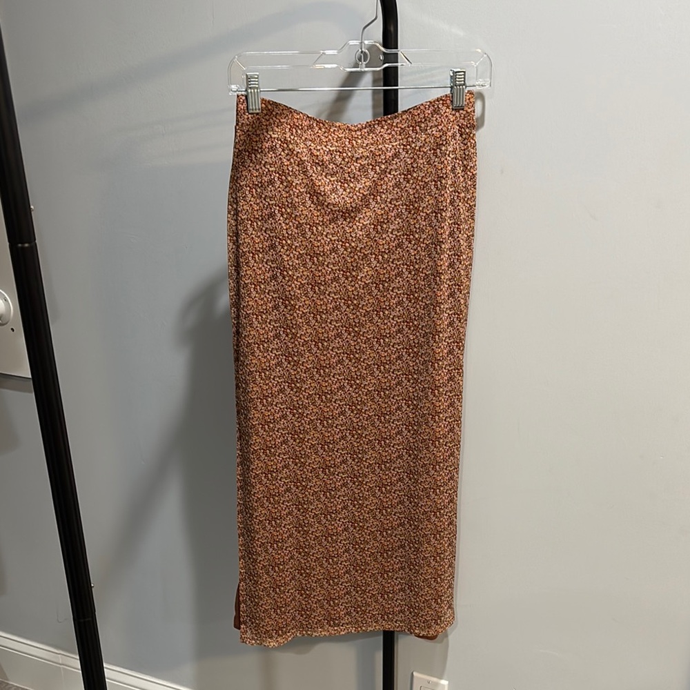 O'Neill Brown Midi Pencil Skirt with Slit
